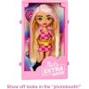 imageBarbie Extra Minis Doll ampamp Fashion Playset with 15 Pieces Boutique with Small Doll Clothes ampamp Accessories Including Gummy Bear Keychain