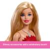 imageBarbie Mattel 80th Anniversary RubyRed Celebration Blonde Fashion Doll Wearing Red Dress with Silvery Shoes ampamp Necklace Collectible Toy