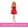 imageBarbie Mattel 80th Anniversary RubyRed Celebration Blonde Fashion Doll Wearing Red Dress with Silvery Shoes ampamp Necklace Collectible Toy
