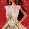 imageBarbie Signature 2025 Holiday Dark Brown Hair Fashion Doll Wearing Silver ampamp Gold Gown Seasonal Collector in Displayable Packaging ampamp Stand