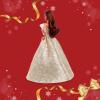 imageBarbie Signature 2025 Holiday Dark Brown Hair Fashion Doll Wearing Silver ampamp Gold Gown Seasonal Collector in Displayable Packaging ampamp Stand