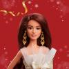 imageBarbie Signature 2025 Holiday Dark Brown Hair Fashion Doll Wearing Silver ampamp Gold Gown Seasonal Collector in Displayable Packaging ampamp Stand