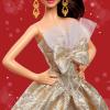 imageBarbie Signature 2025 Holiday Light Brown Hair Fashion Doll Wearing Silver ampamp Gold Gown Seasonal Collector in Displayable Packaging ampamp Stand