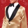 imageBarbie Signature 2025 Holiday Light Brown Hair Ken Collectible Fashion Doll Wearing Full Suit with Golden Jacket in Displayable Packaging ampamp Doll Stand