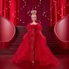 imageBarbie Signature Doll Mattel 80th Anniversary Collectible in Glittery Red Tulle Gown with Drop Earrings and Sheer Gloves Blonde Hair