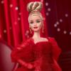 imageBarbie Signature Doll Mattel 80th Anniversary Collectible in Glittery Red Tulle Gown with Drop Earrings and Sheer Gloves Blonde Hair