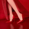 imageBarbie Signature Doll Mattel 80th Anniversary Collectible in Glittery Red Tulle Gown with Drop Earrings and Sheer Gloves Blonde Hair