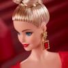 imageBarbie Signature Doll Mattel 80th Anniversary Collectible in Glittery Red Tulle Gown with Drop Earrings and Sheer Gloves Blonde Hair