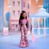 imageBarbie Signature My Scene Jai Doll and Accessories Black Braids Y2KInspired Outfit with Pink Top Vinyl Jacket Floral Flare Pants and Doll Stand