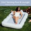 imageFUNBOY Tanning Pool Lounger Float XL 72 x 48 Pool Float with Custom Pillow and Large Cup Holder Perfect for Pool or BackyardBlue