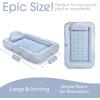 imageFUNBOY Tanning Pool Lounger Float XL 72 x 48 Pool Float with Custom Pillow and Large Cup Holder Perfect for Pool or BackyardBlue