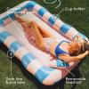 imageFUNBOY Tanning Pool Lounger Float XL 72 x 48 Pool Float with Custom Pillow and Large Cup Holder Perfect for Pool or BackyardCoral