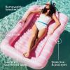 imageFUNBOY Tanning Pool Lounger Float XL 72 x 48 Pool Float with Custom Pillow and Large Cup Holder Perfect for Pool or BackyardPink
