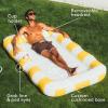 imageFUNBOY Tanning Pool Lounger Float XL 72 x 48 Pool Float with Custom Pillow and Large Cup Holder Perfect for Pool or BackyardYellow