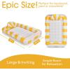 imageFUNBOY Tanning Pool Lounger Float XL 72 x 48 Pool Float with Custom Pillow and Large Cup Holder Perfect for Pool or BackyardYellow