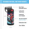 imageTHERMOS FUNTAINER Water Bottle with Straw  12 Ounce  Kids Stainless Steel Vacuum Insulated Water Bottle with Lid BarbieSpiderMan