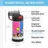 imageTHERMOS FUNTAINER Water Bottle with Straw  12 Ounce  Kids Stainless Steel Vacuum Insulated Water Bottle with Lid BarbieSuper Mario Brothers