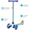 imageVoyager  Self Balancing Kick Scooter with Light Up Wheels Extra Wide Deck 3 Wheel Platform Foot Activated Brake 75 lbs Limit Kids ampamp Toddlers Girls or Boys for Ages 3 and UpBluey