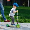 imageVoyager  Self Balancing Kick Scooter with Light Up Wheels Extra Wide Deck 3 Wheel Platform Foot Activated Brake 75 lbs Limit Kids ampamp Toddlers Girls or Boys for Ages 3 and UpTMNT