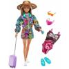 imageBarbie Doll ampamp Accessories Set Holiday Fun Summer Travel Fashion Doll Blonde with Rainbow Jogger Top ampamp Shorts Swimsuit Luggage ampamp More