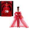 imageBarbie Signature Doll Mattel 80th Anniversary Collectible in Glittery Red Tulle Gown with Drop Earrings and Sheer Gloves Brunette