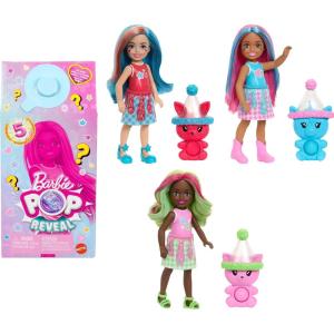 imageBarbie Chelsea Pop Reveal Doll Set Shakes Series with 5 Surprises Including Scented Small Doll PopIt Pet ampamp Color Change Styles May Vary