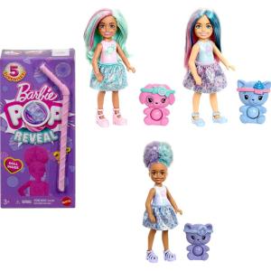 imageBarbie Chelsea Pop Reveal Doll Set Treat Series with 5 Surprises Including Scented Small Doll PopIt Pet ampamp Color Change Styles May Vary