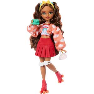 imageBarbie Dream Besties Doll and Accessories Renee Posable Roller Skating Fashion Doll with Black Hair 12 Video ampamp Food Themed PiecesTeresa