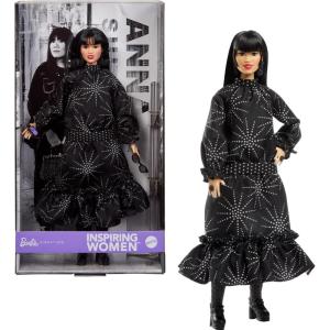 imageBarbie Inspiring Women Anna Sui Doll Collectible in Boho Chic Black Dress Outfit with Boots Sunglasses ampamp Perfume Accessory
