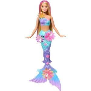 imageBarbie Mermaid Toy Dolls with Surprise Magic Blooming Flowers Feature Ombre Tails Pearl Headband Accessory ampamp Long Blonde Hair with Pink HighlightsBlonde Mermaid