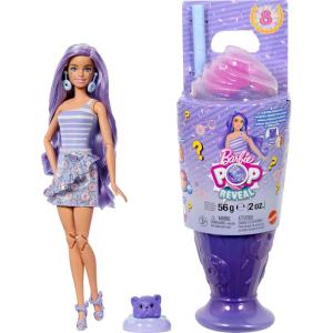 imageBarbie Pop Reveal Series Fashion Doll ampamp Accessories Set Treat Series Cool Cupcake Theme with Pet 8 Surprises Include Color ChangePurple