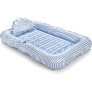 imageFUNBOY Tanning Pool Lounger Float XL 72 x 48 Pool Float with Custom Pillow and Large Cup Holder Perfect for Pool or BackyardBlue