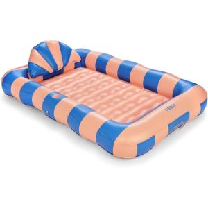 imageFUNBOY Tanning Pool Lounger Float XL 72 x 48 Pool Float with Custom Pillow and Large Cup Holder Perfect for Pool or BackyardCoral