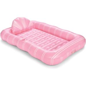 imageFUNBOY Tanning Pool Lounger Float XL 72 x 48 Pool Float with Custom Pillow and Large Cup Holder Perfect for Pool or BackyardPink