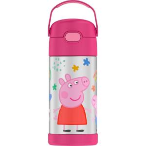 imageTHERMOS FUNTAINER Water Bottle with Straw  12 Ounce  Kids Stainless Steel Vacuum Insulated Water Bottle with Lid BarbiePeppa Pig