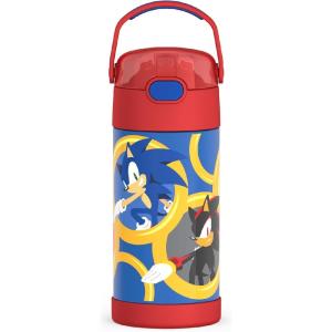 imageTHERMOS FUNTAINER Water Bottle with Straw  12 Ounce  Kids Stainless Steel Vacuum Insulated Water Bottle with Lid BarbieSonic the Hedgehog