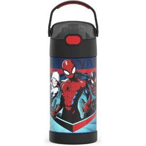 imageTHERMOS FUNTAINER Water Bottle with Straw  12 Ounce  Kids Stainless Steel Vacuum Insulated Water Bottle with Lid BarbieSpiderMan