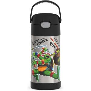 imageTHERMOS FUNTAINER Water Bottle with Straw  12 Ounce  Kids Stainless Steel Vacuum Insulated Water Bottle with Lid BarbieTeenage Mutant Ninja Turtles