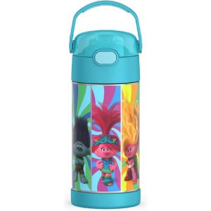 imageTHERMOS FUNTAINER Water Bottle with Straw  12 Ounce  Kids Stainless Steel Vacuum Insulated Water Bottle with Lid BarbieTrolls 3 Movie