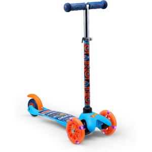 imageVoyager  Self Balancing Kick Scooter with Light Up Wheels Extra Wide Deck 3 Wheel Platform Foot Activated Brake 75 lbs Limit Kids ampamp Toddlers Girls or Boys for Ages 3 and UpHot Wheels