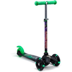 imageVoyager  Self Balancing Kick Scooter with Light Up Wheels Extra Wide Deck 3 Wheel Platform Foot Activated Brake 75 lbs Limit Kids ampamp Toddlers Girls or Boys for Ages 3 and UpMonster Jam
