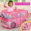 imageBarbie Coastal Cowgirl Camper PopUp Play Tent for Kids  Indoor Playhouse with RollUp Door ampamp Roof Openings  Easy Setup Folds Flat for Storage  Safe for Toddlers ampamp Kids Ages 3