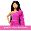 imageBarbie Deluxe Style Doll 3 in Barbiecore Outfit Blond Hair in Top Knot Pink Pastel Dress with Oversized Bow and Accessories Like Mesh TightsBlack Hair