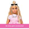imageBarbie Deluxe Style Doll 3 in Barbiecore Outfit Blond Hair in Top Knot Pink Pastel Dress with Oversized Bow and Accessories Like Mesh TightsBlonde
