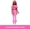 imageBarbie Deluxe Style Doll 3 in Barbiecore Outfit Blond Hair in Top Knot Pink Pastel Dress with Oversized Bow and Accessories Like Mesh TightsPink  Brown Braids