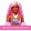 imageBarbie Deluxe Style Doll 3 in Barbiecore Outfit Blond Hair in Top Knot Pink Pastel Dress with Oversized Bow and Accessories Like Mesh TightsPink Hair