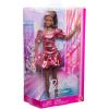 imageBarbie Deluxe Style Doll 6 in Metallic Coral Pink Dress with Bubble Hem Black Hair in Ponytail Accessories Like Sunglasses Jewelry and HandbagMetallic Pink Dress