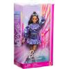 imageBarbie Deluxe Style Doll 6 in Metallic Coral Pink Dress with Bubble Hem Black Hair in Ponytail Accessories Like Sunglasses Jewelry and HandbagMetallic Blue Dress