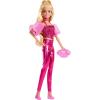 imageBarbie Deluxe Style Doll 6 in Metallic Coral Pink Dress with Bubble Hem Black Hair in Ponytail Accessories Like Sunglasses Jewelry and HandbagMetallic Pink Top and Pants
