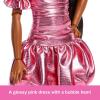 imageBarbie Deluxe Style Doll 6 in Metallic Coral Pink Dress with Bubble Hem Black Hair in Ponytail Accessories Like Sunglasses Jewelry and HandbagMetallic Pink Dress